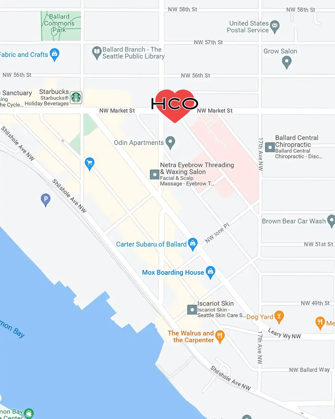 A map of Heather's Ballard location